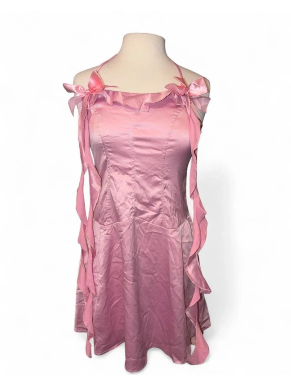 Fairycore pink satin dress